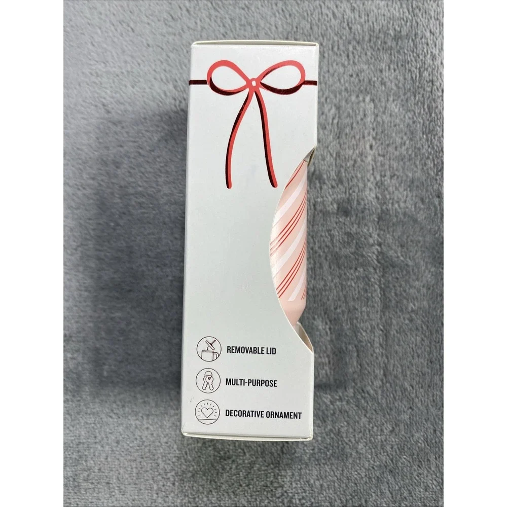 Stanley Mini Keychain H2.0 Tumbler PINK Christmas‎ Ornament Candy Cane Twist NEW